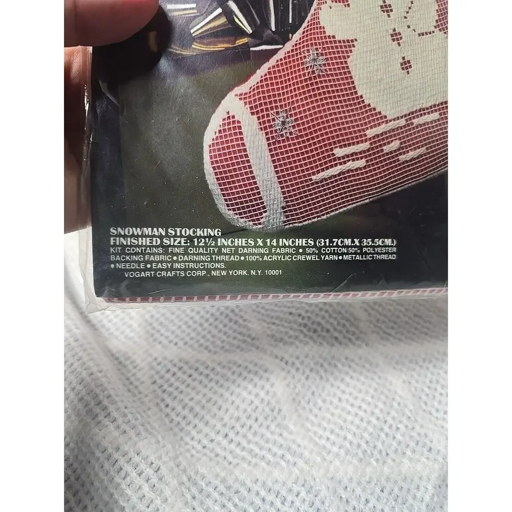Vintage Vogart Crafts Christmas Stocking Net Darning Kit Snowman Style 2946